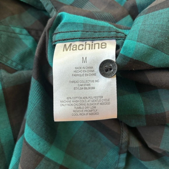 Machine Custom Co. Charcoal/Teal Plain Long Sleeve Button Up Shirt Men's Medium - Picture 6 of 9